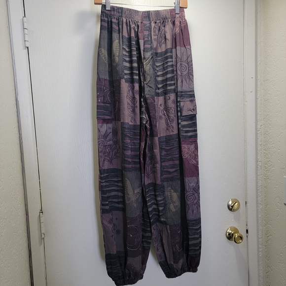 ROMWE Patchwork Patterned Pants - Purple and Gray - Picture 3 of 5
